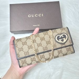 100% Authentic GUCCI GG canvas long wallet